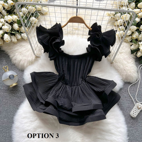 New Pleated Off-the-shoulder Suspender Slim-fit Top CODE: KAR1537