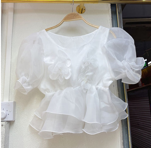 Summer Flower Ruffled Short Sleeve Shirt CODE: KAR1543