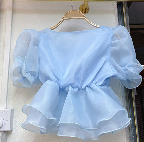 Summer Flower Ruffled Short Sleeve Shirt CODE: KAR1543