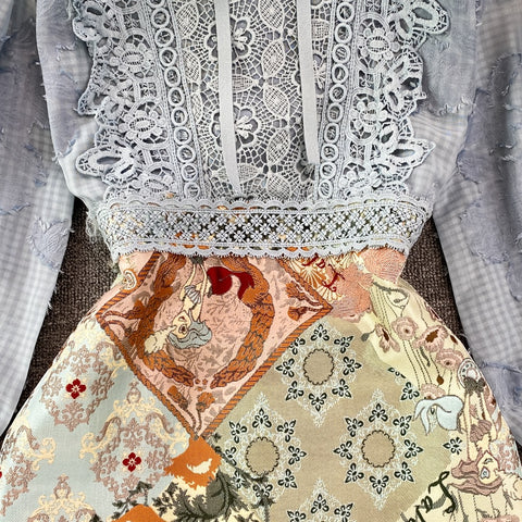 Summer Fashion Long Sleeve Lace Patchwork Slim Print High Waist Dress CODE: KAR1552