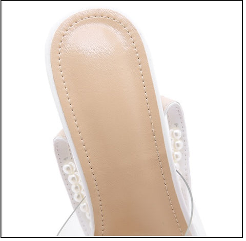 Sexy White String Bead Buckle pump high heel Sandal CODE: KAR1556