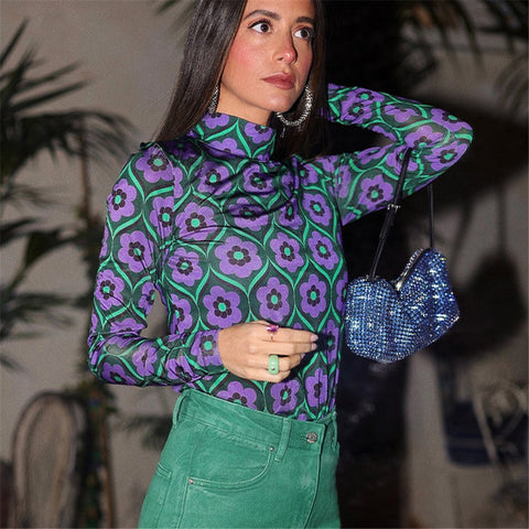 New Printed Long Sleeve Casual T Shirt CODE: KAR1558