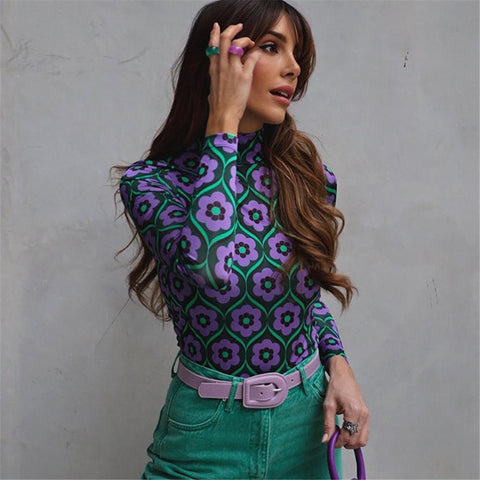 New Printed Long Sleeve Casual T Shirt CODE: KAR1558