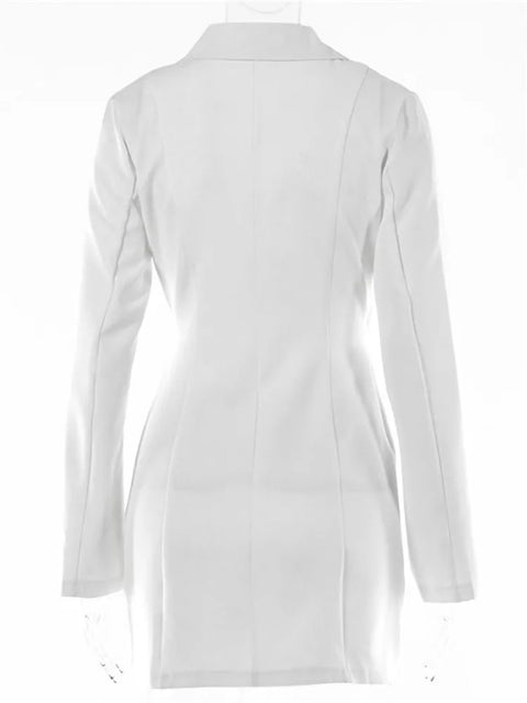 Autumn Fashion Sexy Notched Collar Hollow Out Buttons Long Sleeve Blazer Dress CODE: KAR1559
