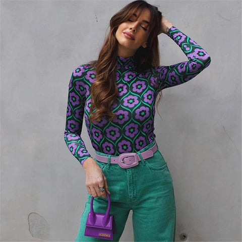 New Printed Long Sleeve Casual T Shirt CODE: KAR1558