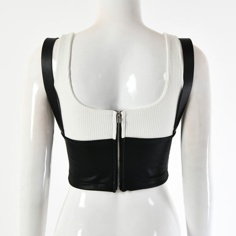 New patchwork with zipper Crop Tank Top CODE: KAR1563