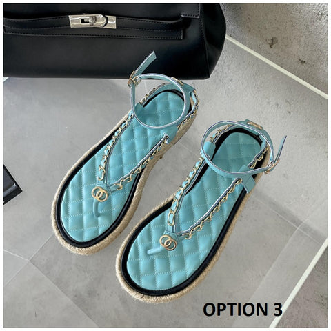 New Summer Fashion Brand Chain Ankle Strap Slides Platform Sandals CODE: KAR1572
