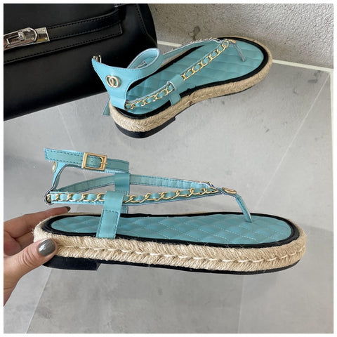New Summer Fashion Brand Chain Ankle Strap Slides Platform Sandals CODE: KAR1572