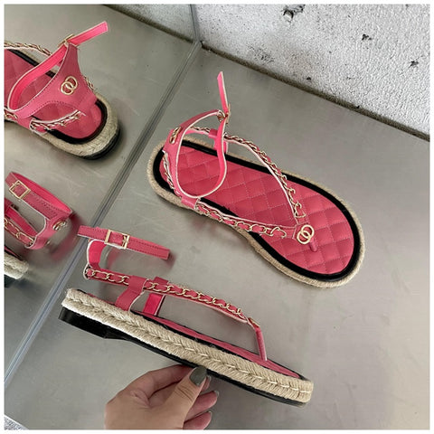 New Summer Fashion Brand Chain Ankle Strap Slides Platform Sandals CODE: KAR1572