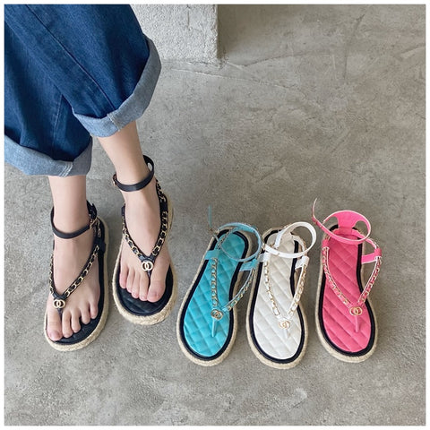 New Summer Fashion Brand Chain Ankle Strap Slides Platform Sandals CODE: KAR1572