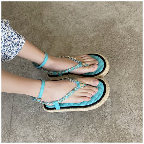 New Summer Fashion Brand Chain Ankle Strap Slides Platform Sandals CODE: KAR1572