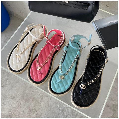 New Summer Fashion Brand Chain Ankle Strap Slides Platform Sandals CODE: KAR1572