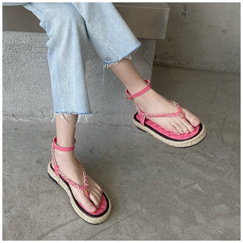 New Summer Fashion Brand Chain Ankle Strap Slides Platform Sandals CODE: KAR1572