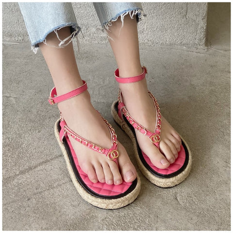 New Summer Fashion Brand Chain Ankle Strap Slides Platform Sandals CODE: KAR1572