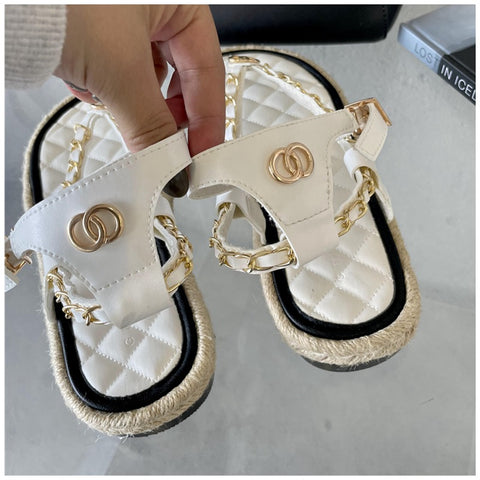 New Summer Fashion Brand Chain Ankle Strap Slides Platform Sandals CODE: KAR1572