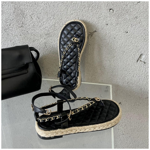 New Summer Fashion Brand Chain Ankle Strap Slides Platform Sandals CODE: KAR1572