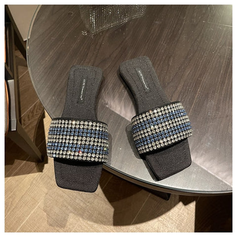 Summer Fashion Bling Rhinestone Slides Casual Crystal Flat CODE: KAR1576