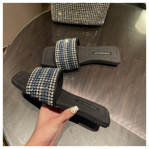 Summer Fashion Bling Rhinestone Slides Casual Crystal Flat CODE: KAR1576