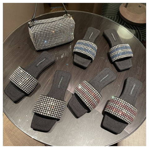 Summer Fashion Bling Rhinestone Slides Casual Crystal Flat CODE: KAR1576