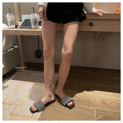 Summer Fashion Bling Rhinestone Slides Casual Crystal Flat CODE: KAR1576