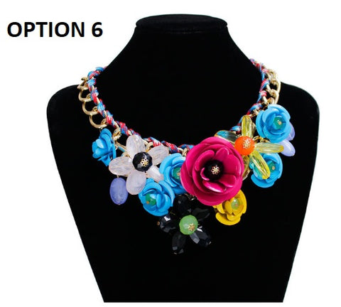 Colorful Short Fashion Choker Flower Necklace CODE: KAR1579