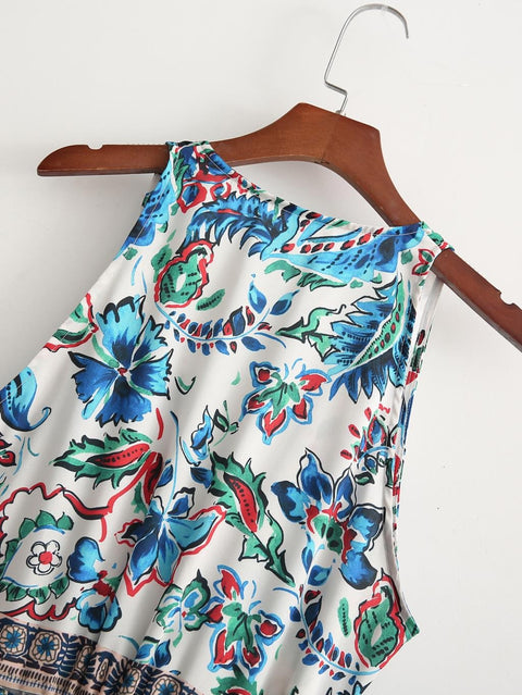 Summer Fashion Casual Patchwork Print Long Pant Jumpsuit CODE: KAR1584