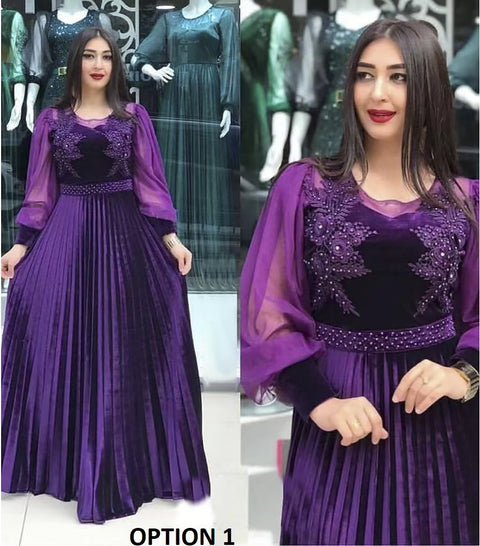New Fashion Elegant Muslim Kaftan Pleated Plus Size Maxi Dress CODE: KAR1589
