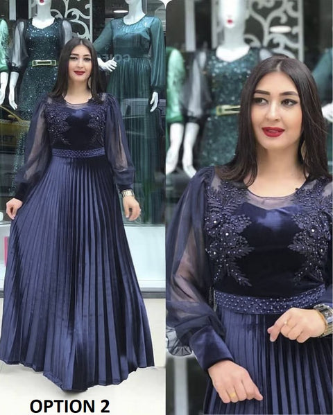New Fashion Elegant Muslim Kaftan Pleated Plus Size Maxi Dress CODE: KAR1589