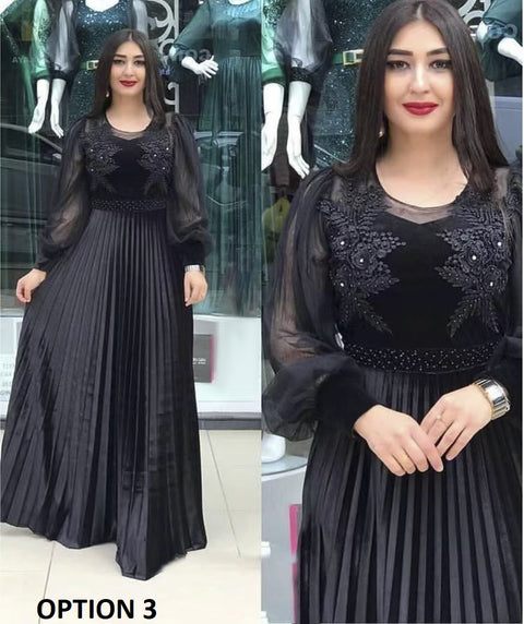 New Fashion Elegant Muslim Kaftan Pleated Plus Size Maxi Dress CODE: KAR1589