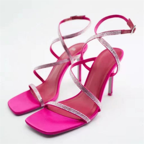 Summer High Heel Ankle Buckle Square Toe Sandals CODE: KAR1596
