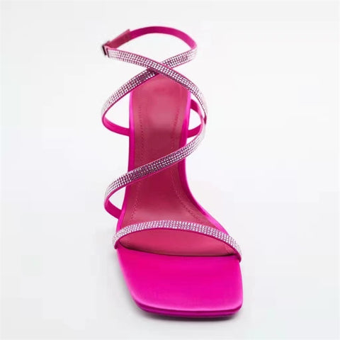 Summer High Heel Ankle Buckle Square Toe Sandals CODE: KAR1596