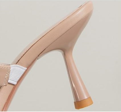New Fashion Thin Heel Square Toe with Rivet Slide Slipper CODE: KAR1600