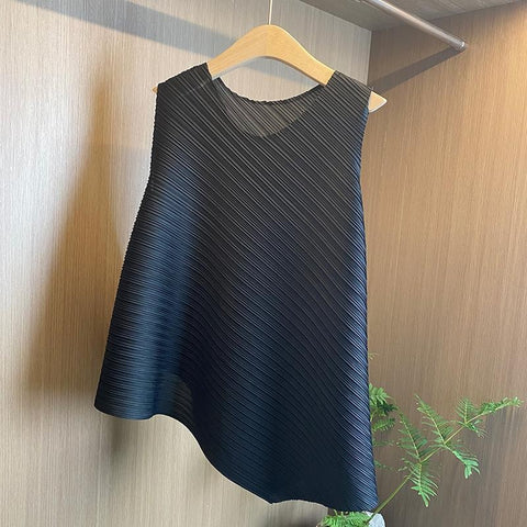 Summer irregular A-line sleeveless loose large size t-shirt CODE: KAR1609