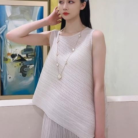Summer irregular A-line sleeveless loose large size t-shirt CODE: KAR1609