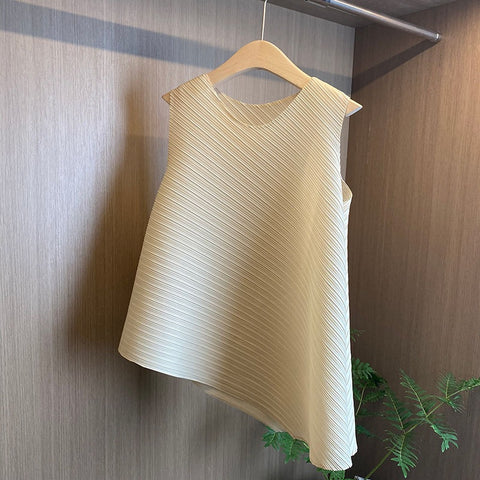 Summer irregular A-line sleeveless loose large size t-shirt CODE: KAR1609