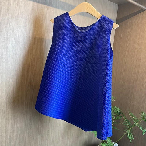 Summer irregular A-line sleeveless loose large size t-shirt CODE: KAR1609