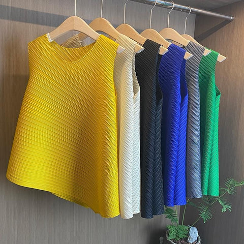Summer irregular A-line sleeveless loose large size t-shirt CODE: KAR1609