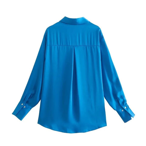Autumn Fashion Satin Soft Casual Loose Shirt  CODE: KAR1611