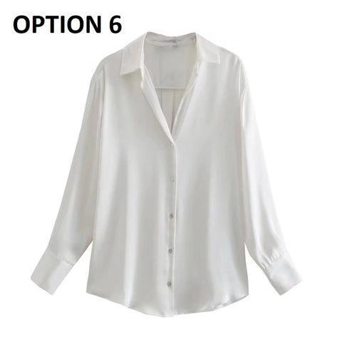 Autumn Fashion Satin Soft Casual Loose Shirt  CODE: KAR1611