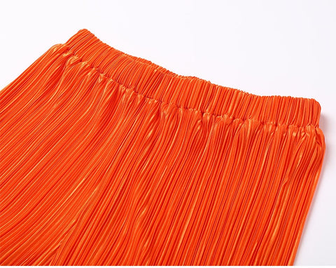 New Elegant Casual Pleated Loose Long Sleeve Blouse High Waist Wide Leg Pant Two Piece Set CODE: KAR1613