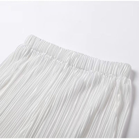 New Elegant Casual Pleated Loose Long Sleeve Blouse High Waist Wide Leg Pant Two Piece Set CODE: KAR1613