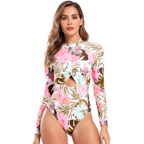 New High Neck Long Sleeve One Piece Swimsuit CODE: KAR1619