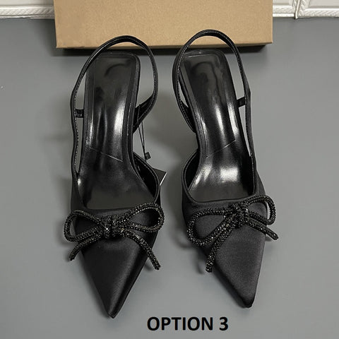 New Brand Slingback Fashion Bling Crystal Buckle Thin High Heel Pointed Toe Sandals CODE: KAR1621