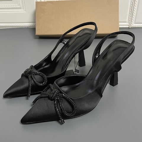 New Brand Slingback Fashion Bling Crystal Buckle Thin High Heel Pointed Toe Sandals CODE: KAR1621