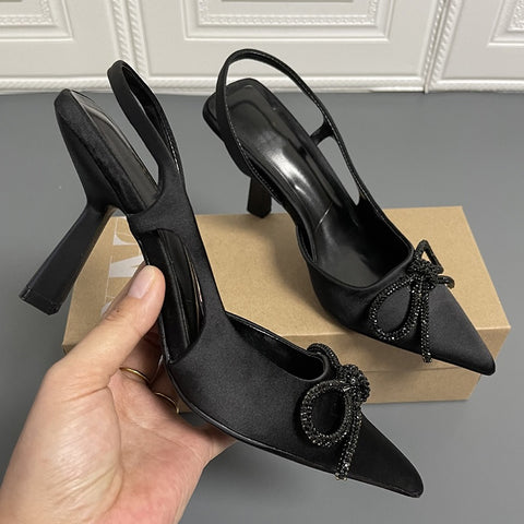 New Brand Slingback Fashion Bling Crystal Buckle Thin High Heel Pointed Toe Sandals CODE: KAR1621