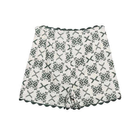 Summer Elegant Embroidery Casual High Waist Side Zipper Short CODE: KAR1625