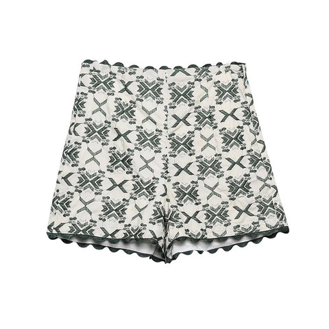 Summer Elegant Embroidery Casual High Waist Side Zipper Short CODE: KAR1625