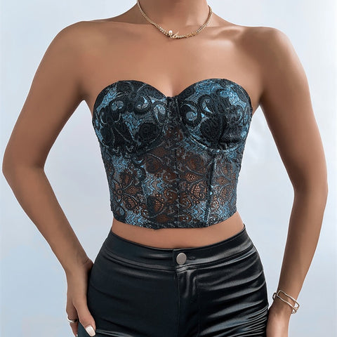 Summer Strapless Short Lace Off Shoulder Corset Crop Tube Top CODE: KAR1626