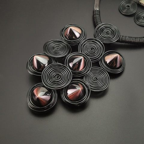 New Fashion Rivet Earring Pendant Necklace Set CODE: KAR1635