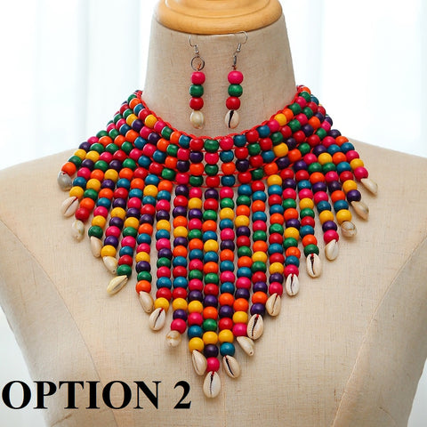 New Fashion Multi Strand Colorful Bead Layered Necklace Earring Set CODE: KAR1636